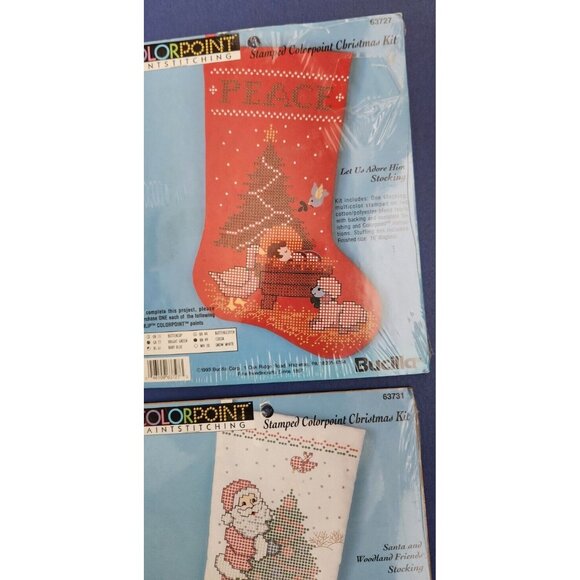 Bucilla Cross Stitch 4 Kits ColorPoint Christmas Pattern Stocking Santa Sampler - Picture 5 of 14